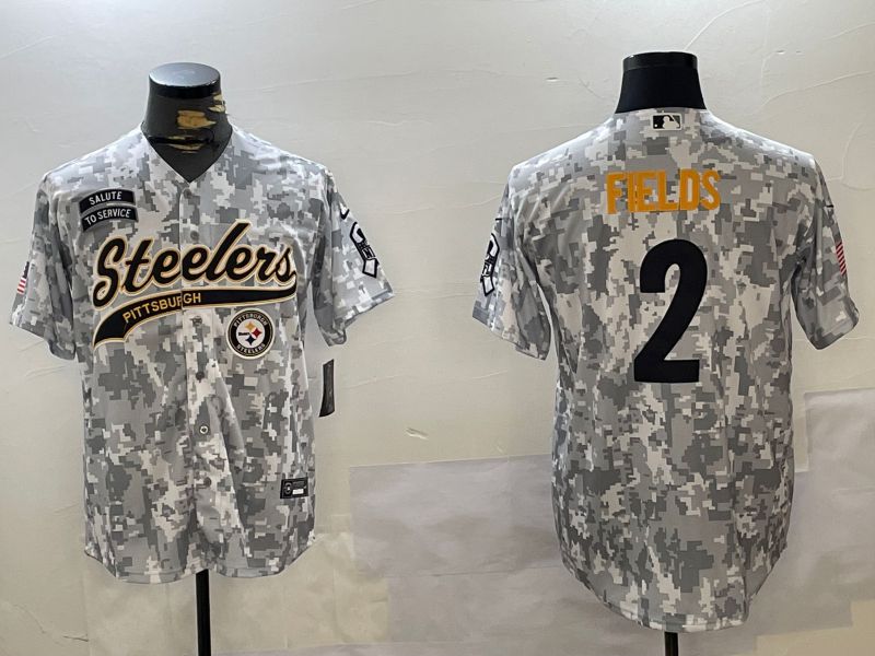 Men Pittsburgh Steelers 2 Fields Nike Arctic Camo 2024 Salute to Service Limited NFL Jersey style 4